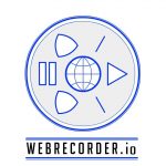 Webrecorder's logo containing a graphic and url displayed as "WEBRECORDERr.io"