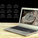 image of sun dial on laptop screen with 2019 calendar in background